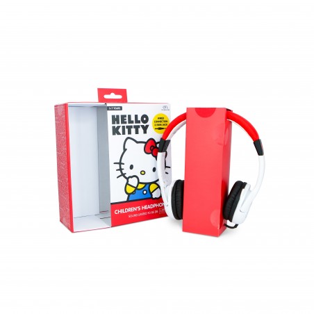 AURICULARES INFANTILES CON CABLE HELLO KITTY LIMITADOS EN VOLUMEN COLOR BLANCO Y ROJO
