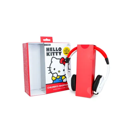HELLO KITTY VOLUME-LIMITED WIRED CHILDREN'S HEADPHONES, WHITE AND RED - The Shop Gamer