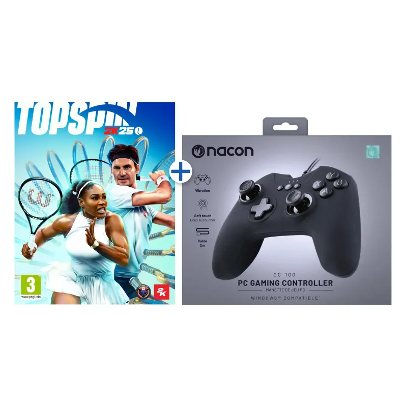 TOP SPIN 2K25 PC DIGITALE DOWNLOADCODE + NACON GC 100XF ZWARTE BEDRADE PC-CONTROLLER - The Shop Gamer
