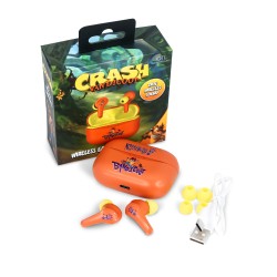 AURICULARES INALÁMBRICOS CRASH BANDICOOT CON ESTUCHE DE CARGA EARPODS COLOR NARANJA