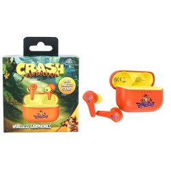 AURICULARES INALÁMBRICOS CRASH BANDICOOT CON ESTUCHE DE CARGA EARPODS COLOR NARANJA