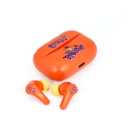 AURICULARES INALÁMBRICOS CRASH BANDICOOT CON ESTUCHE DE CARGA EARPODS COLOR NARANJA