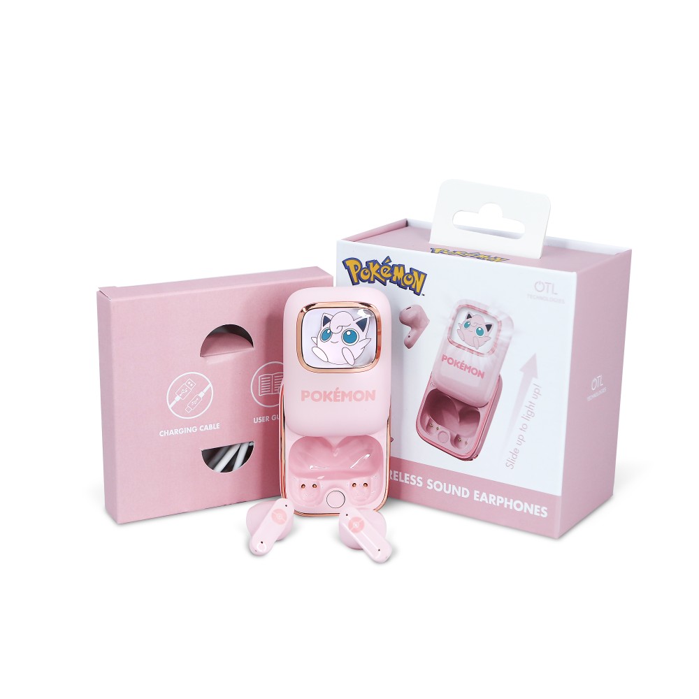 AURICULARES INALÁMBRICOS POKEMON JIGGLYPUFF CON ESTUCHE DE CARGA DESLIZANTE Y LUZ LED