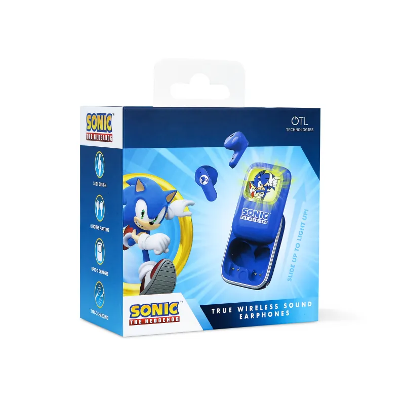 SONIC THE HEDGEHOG WIRELESS HEADPHONES WITH SLIDING CHARGING CASE AND LED LIGHT - The Shop Gamer
