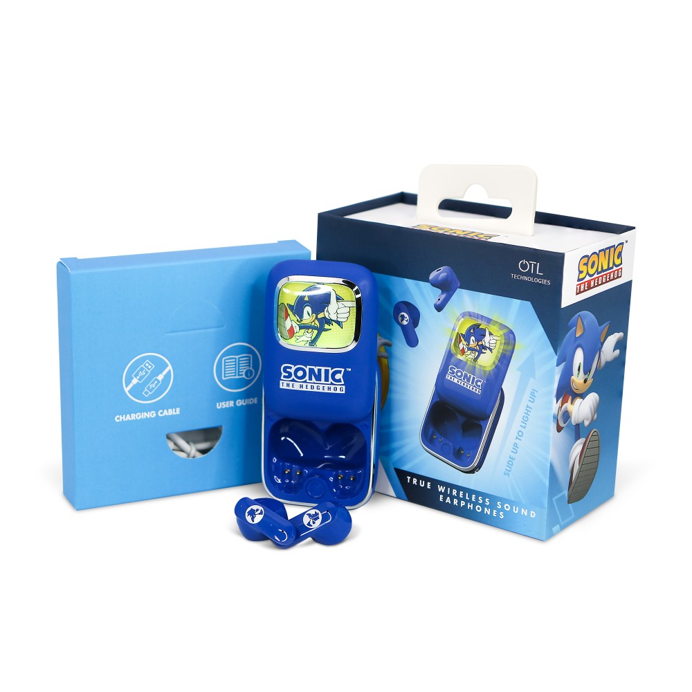 AURICULARES INALÁMBRICOS SONIC THE HEDGEHOG CON ESTUCHE DE CARGA DESLIZANTE Y LUZ LED