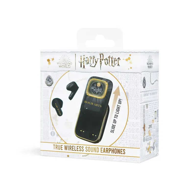 HARRY POTTER HOGWARTS WIRELESS HEADPHONES WITH SLIDING CHARGING CASE AND LED LIGHT - The Shop Gamer