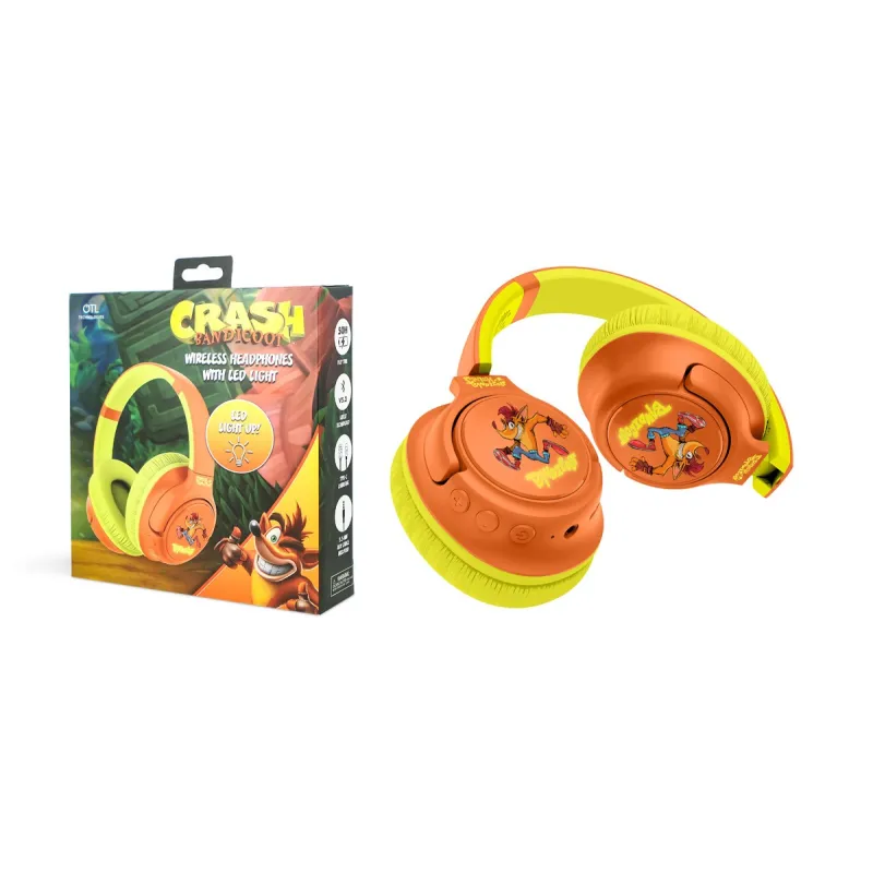 CUFFIE WIRELESS PIEGHEVOLI CRASH BANDICOOT CON LUCE LED - The Shop Gamer