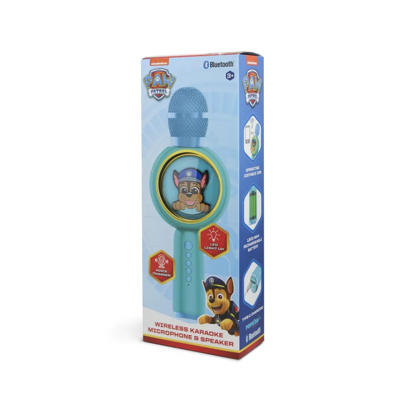WIRELESS KARAOKE MICROPHONE WITH SPEAKER, PAW PATROL CHASE, LED LIGHT, POPSING - The Shop Gamer