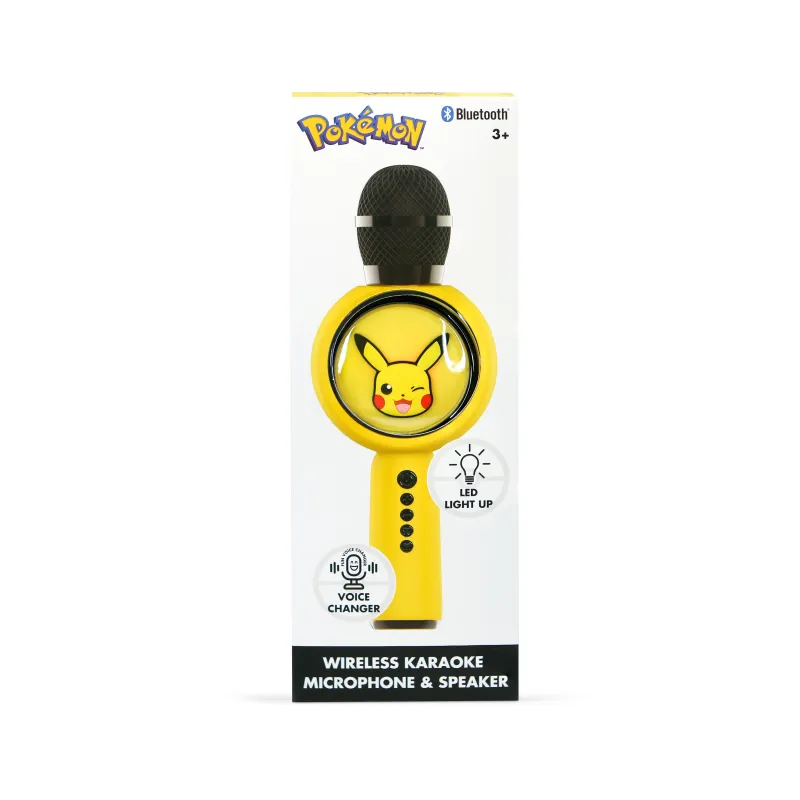 WIRELESS KARAOKE MICROPHONE WITH SPEAKER, LED LIGHT, POKEMON PIKACHU POPSING - The Shop Gamer