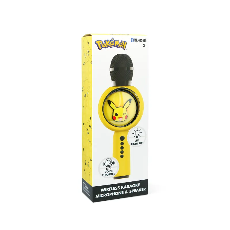 WIRELESS KARAOKE MICROPHONE WITH SPEAKER, LED LIGHT, POKEMON PIKACHU POPSING - The Shop Gamer