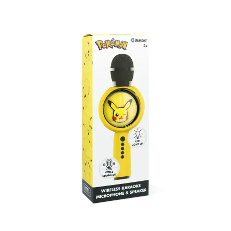 MICROPHONE KARAOKÉ AVEC ENCEINTE SANS FIL POKÉMON PIKACHU, ÉCLAIRAGE LED POPSING - The Shop Gamer