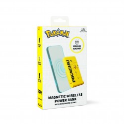 BATERÍA PORTATIL UNIVERSAL 5000 mAh MAGNETICA SIN CABLES MODELO PIKACHU AMARILLO TAMBIÉN CARGA CON CABLE Y SIRVE DE SOPORTE