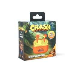 AURICULARES INALÁMBRICOS CRASH BANDICOOT CON ESTUCHE DE CARGA EARPODS COLOR NARANJA