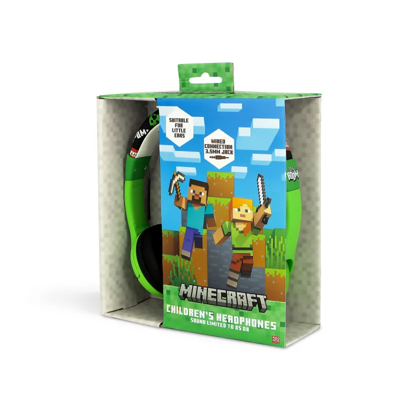 KINDERHOOFDTELEFOON MET KABEL MINECRAFT CREEPER, VOLUMEBEGRENSD - The Shop Gamer