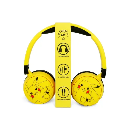 DRAADLOZE KINDERHOOFDTELEFOON POKEMON PIKACHU MET OUDERLIJK VOLUMEBEHEER EN KABEL VOOR AUDIODELING - The Shop Gamer