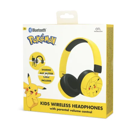 DRAADLOZE KINDERHOOFDTELEFOON POKEMON PIKACHU MET OUDERLIJK VOLUMEBEHEER EN KABEL VOOR AUDIODELING - The Shop Gamer