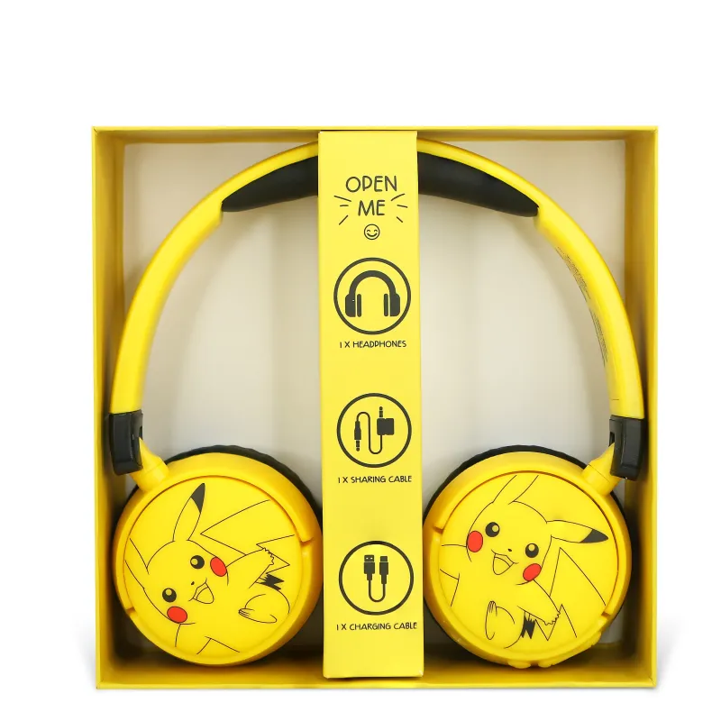DRAADLOZE KINDERHOOFDTELEFOON POKEMON PIKACHU MET OUDERLIJK VOLUMEBEHEER EN KABEL VOOR AUDIODELING - The Shop Gamer