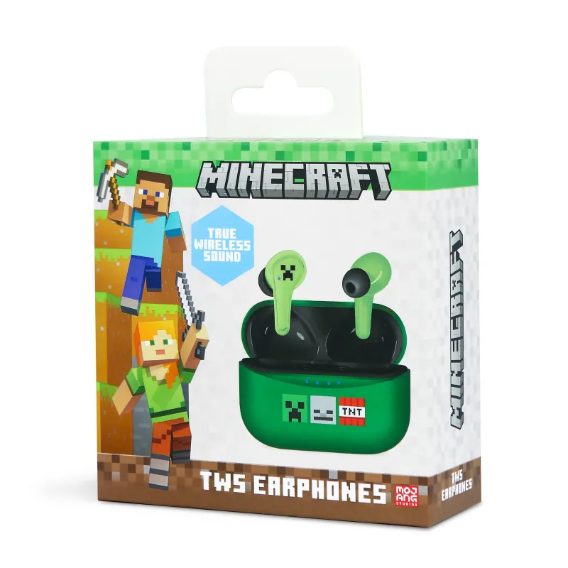 MINECRAFT WIRELESS TWS EARBUDS, GREEN - The Shop Gamer