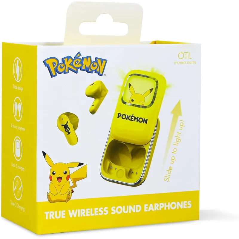 ÉCOUTEURS SANS FIL POKEMON PIKACHU AVEC ÉTUI DE RECHARGE COULISSANT ET LUMIÈRE LED - The Shop Gamer