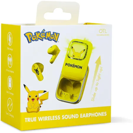 ÉCOUTEURS SANS FIL POKEMON PIKACHU AVEC ÉTUI DE RECHARGE COULISSANT ET LUMIÈRE LED - The Shop Gamer