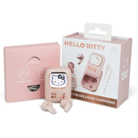 ÉCOUTEURS SANS FIL HELLO KITTY AVEC ÉTUI DE RECHARGE COULISSANT ET LUMIÈRE LED - The Shop Gamer