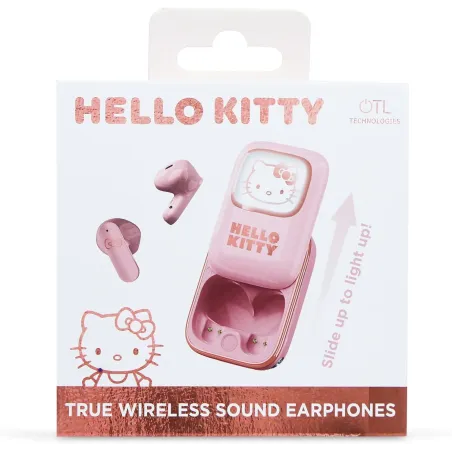 ÉCOUTEURS SANS FIL HELLO KITTY AVEC ÉTUI DE RECHARGE COULISSANT ET LUMIÈRE LED - The Shop Gamer
