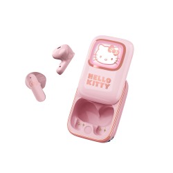 AURICULARES INALÁMBRICOS HELLO KITTY CON ESTUCHE DE CARGA DESLIZANTE Y LUZ LED