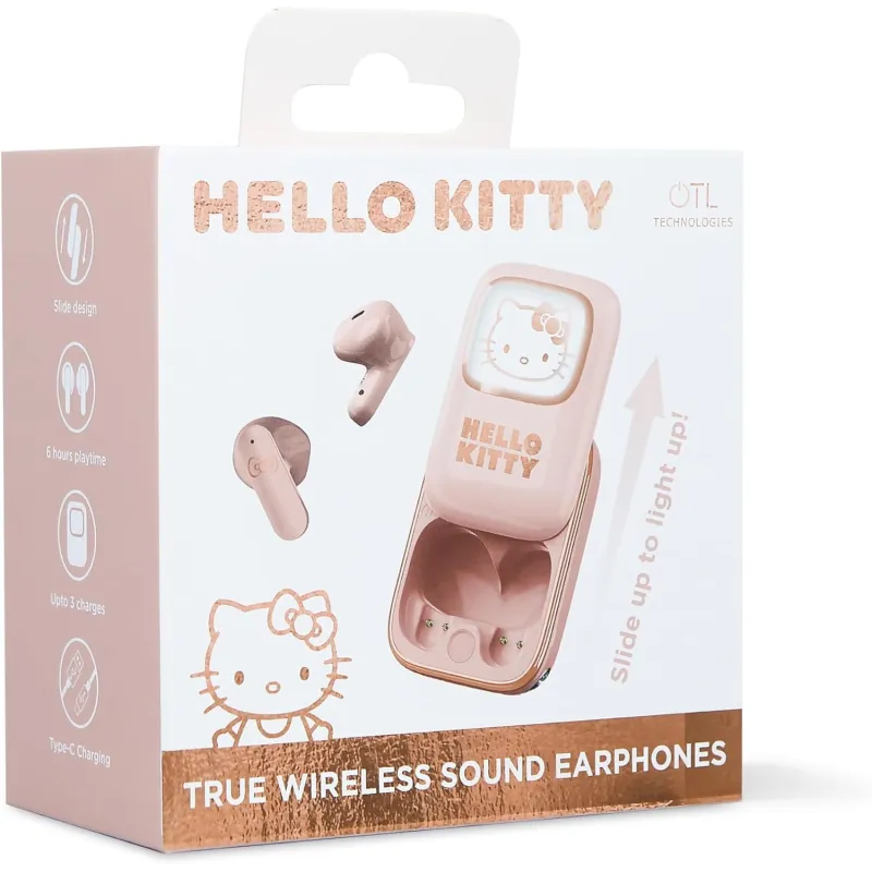 HELLO KITTY WIRELESS HEADPHONES WITH SLIDING CHARGING CASE AND LED LIGHT - The Shop Gamer