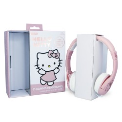 AURICULARES INFANTILES CON CABLE HELLO KITTY LIMITADOS EN VOLUMEN COLOR ROSA Y DORADO