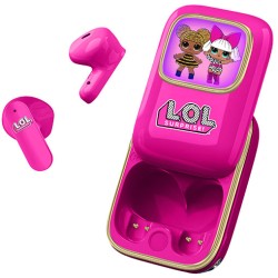 AURICULARES INALÁMBRICOS LOL SURPRISE CON ESTUCHE DE CARGA DESLIZANTE Y LUZ LED