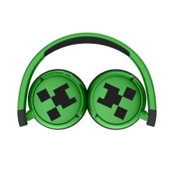 AURICULARES INFANTILES SIN CABLE MINECRAFT CREEPER CON CONTROL PARENTAL DE VOLUMEN Y CABLE PARA COMPARTIR AUDIO