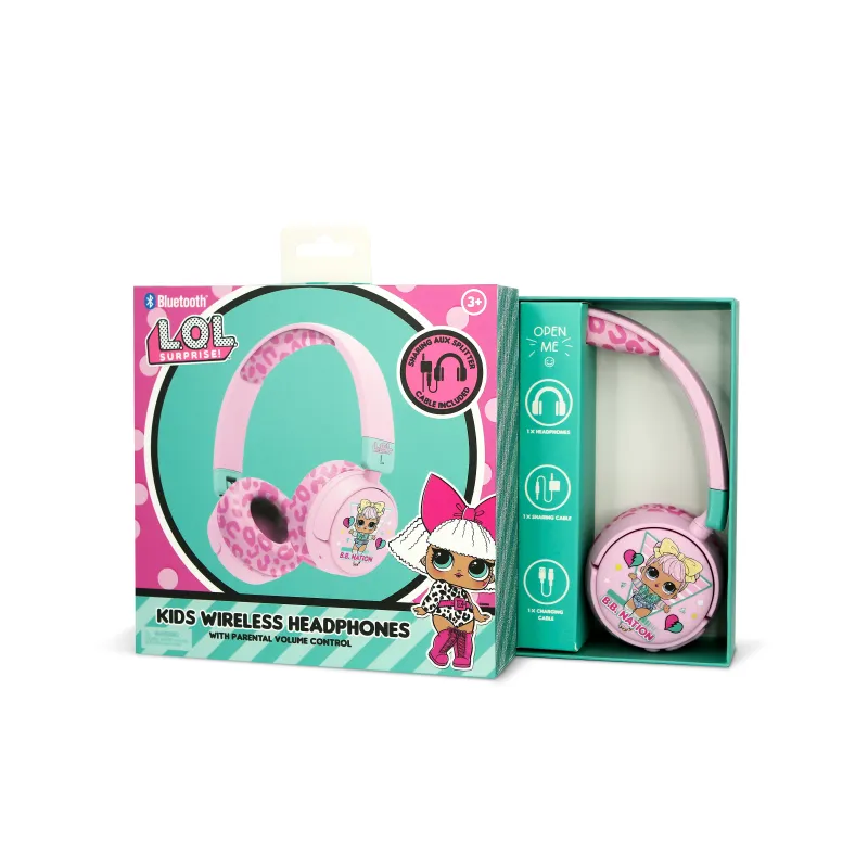 LOL SURPRISE WIRELESS CHILDREN'S HEADPHONES WITH PARENTAL VOLUME CONTROL AND AUDIO-SHARING CABLE - The Shop Gamer