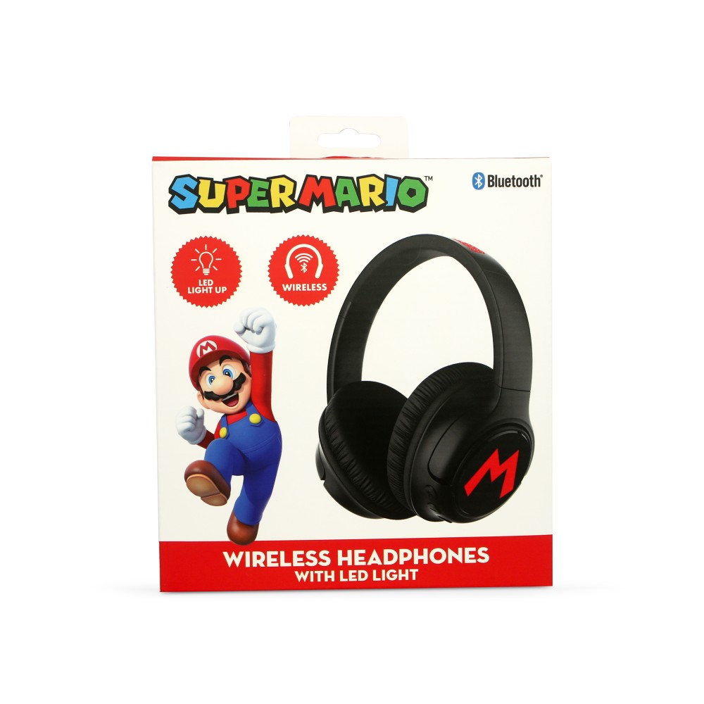 AURICULARES INALÁMBRICOS PLEGABLES SUPER MARIO CON LUZ LED