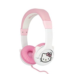 AURICULARES INFANTILES CON CABLE HELLO KITTY COLOR BLANCO Y ROSA LIMITADOS EN VOLUMEN MARCA OTL LICENCIA OFICIAL HELLO KITTY