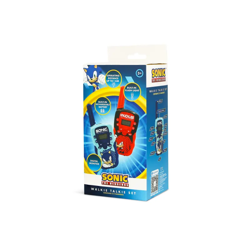 KINDER-WALKIE TALKIES SONIC THE HEDGEHOG MET OPLAADBARE BATTERIJ, ZAKLAMP EN BEREIK TOT 1 KM - The Shop Gamer