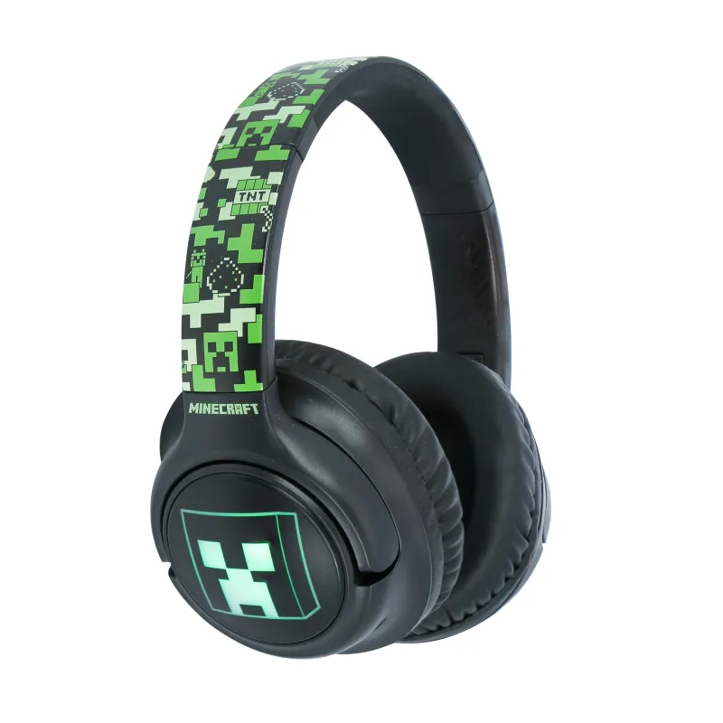 DRAADLOZE OPVOUWBARE MINECRAFT-KOPTELEFOON MET LEDVERLICHTING - The Shop Gamer