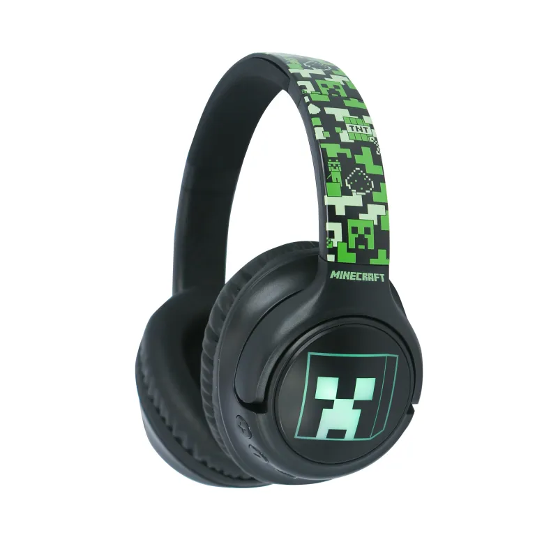 MINECRAFT FOLDABLE WIRELESS HEADPHONES WITH LED LIGHT - The Shop Gamer