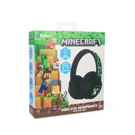 MINECRAFT FOLDABLE WIRELESS HEADPHONES WITH LED LIGHT - The Shop Gamer