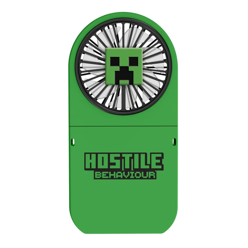 MINI VENTILATORE PORTATILE PIEGHEVOLE MINECRAFT CON BATTERIA RICARICABILE, COLORE VERDE HOSTILE BEHAVIOUR CREEPER - The Shop Gam