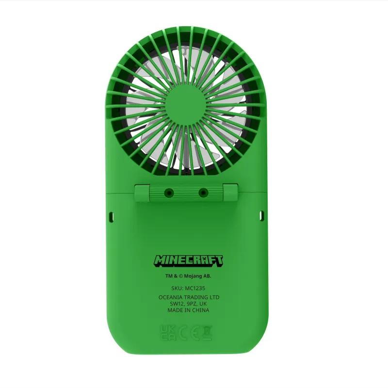 MINI VENTILATORE PORTATILE PIEGHEVOLE MINECRAFT CON BATTERIA RICARICABILE, COLORE VERDE HOSTILE BEHAVIOUR CREEPER - The Shop Gam
