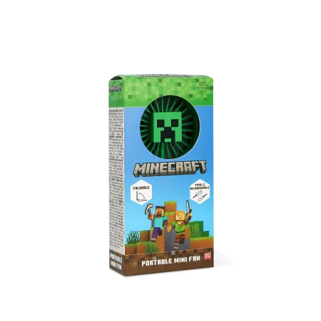 MINI VENTILATORE PORTATILE PIEGHEVOLE MINECRAFT CON BATTERIA RICARICABILE, COLORE VERDE HOSTILE BEHAVIOUR CREEPER - The Shop Gam