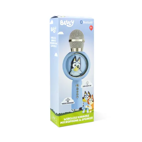 BLUEY POPSING KARAOKEMICROFOON MET DRAADLOZE LUIDSPREKER EN LEDLICHT - The Shop Gamer