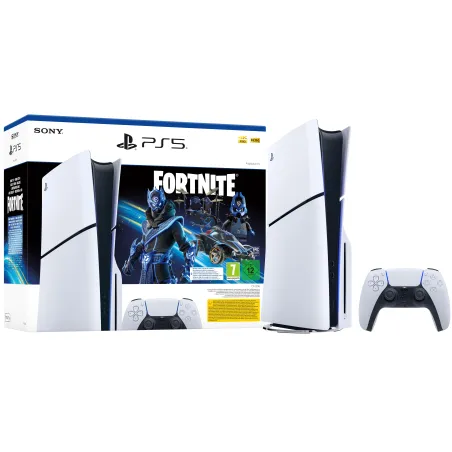 PLAYSTATION 5 SLIM WITH FORTNITE COBALT STAR PACK AND 1,000 V-BUCKS, WITH OR WITHOUT DISC DRIVE, SPANISH VERSION - The Shop Game