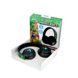 AURICULARES INALÁMBRICOS MINECRAFT PLEGABLES CON LUZ LED