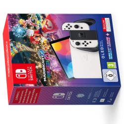 PREVENTA NINTENDO SWITCH  OLED BLANCA + SUPER MARIO KART 8 DELUXE + SUSCRIPCIÓN 12 MESES NINTENDO SWITCH ONLINE VERSIÓN ESPAÑOLA