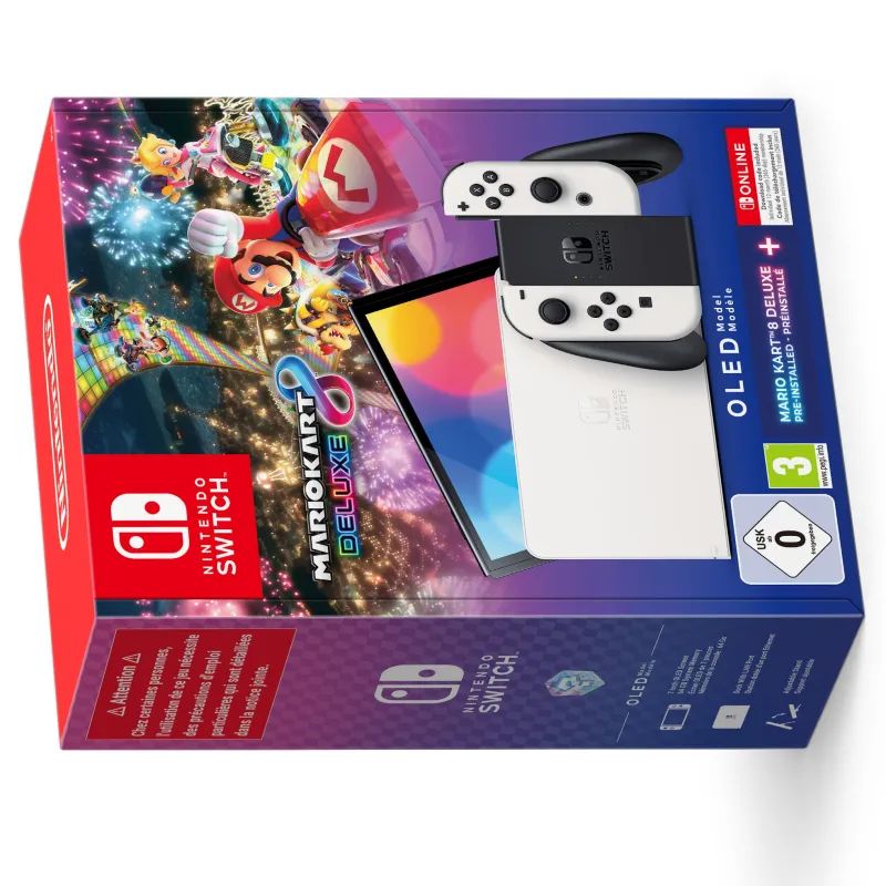 NINTENDO SWITCH  OLED BLANCA + SUPER MARIO KART 8 DELUXE + SUSCRIPCIÓN 12 MESES NINTENDO SWITCH ONLINE VERSIÓN ESPAÑOLA