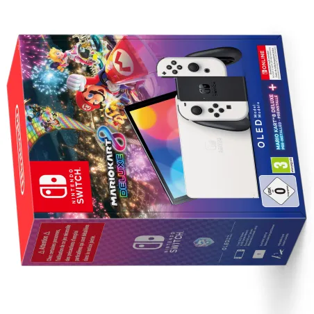 NINTENDO SWITCH OLED WEISS + SUPER MARIO KART 8 DELUXE + 12 MONATE NINTENDO SWITCH ONLINE, SPANISCHE VERSION - The Shop Gamer