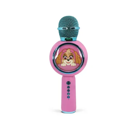 MICROFONE DE KARAOKÊ COM ALTO-FALANTE SEM FIO PATRULLA CANINA COM LUZ LED POPSING SKYE ROSA PAW PATROL - The Shop Gamer