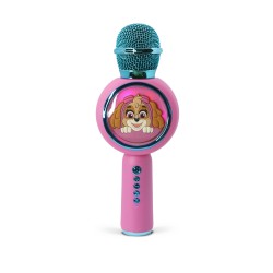 MICRÓFONO KARAOKE CON ALTAVOZ INALÁMBRICO PATRULLA CANINA CON LUZ LED POPSING SKYE ROSA PAW PATROL