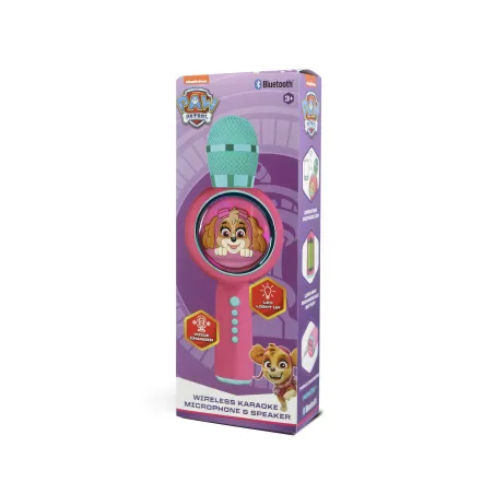KARAOKEMICROFOON MET DRAADLOZE LUIDSPREKER EN LEDLICHT, POPSING SKYE ROZE PAW PATROL - The Shop Gamer